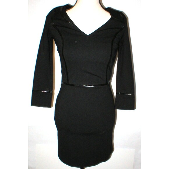 New Womens NWT $1200 Designer Emporio Armani Dress Black IT 40 4 Piping Sheath